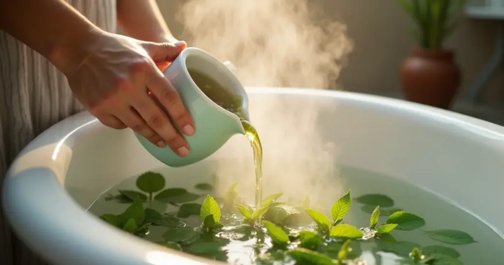 Banho em bebê com chá de hortelã: alívio natural para nariz entupido Banho em bebê com chá de hortelã: alívio natural para nariz entupido