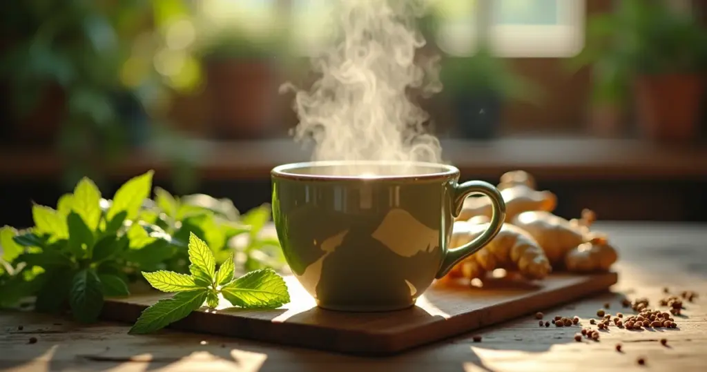 Chá para dor de cabeça de sinusite: alívio em 10 min com gengibre e hortelã