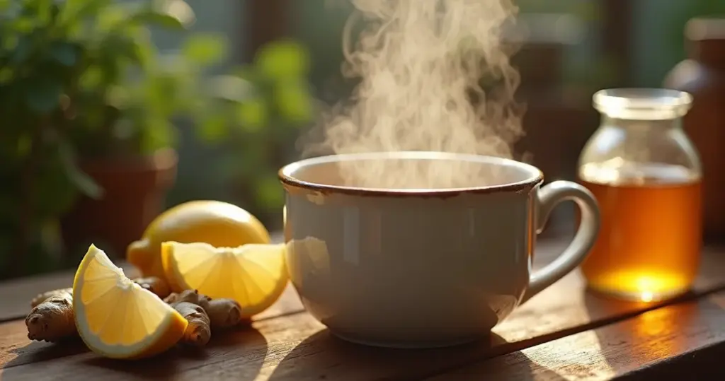 Chá para dor na garganta: alívio em 10 min com gengibre, limão e mel Chá para dor na garganta: alívio em 10 min com gengibre, limão e mel