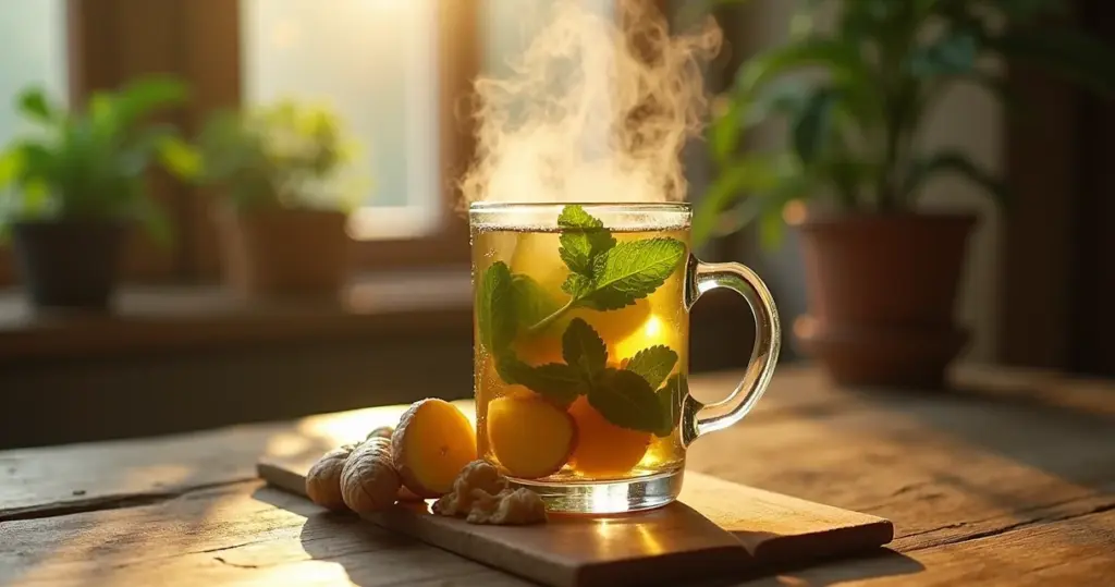 Melhor chá para resfriado: alívio em 10 min com hortelã e gengibre